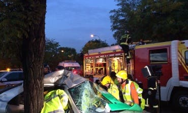 Un coche se estrella contra un árbol en Entrevías dejando dos menores heridos