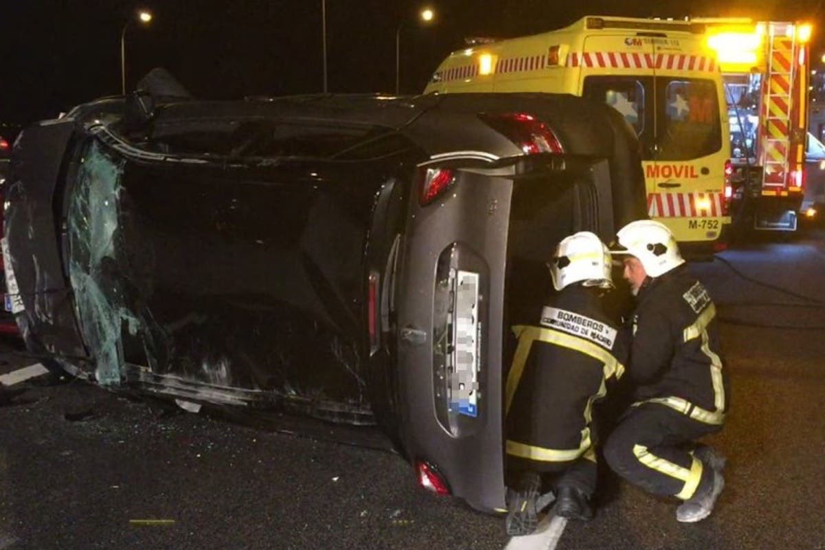 Aparatoso accidente en la A-2, a la altura de Torrejón