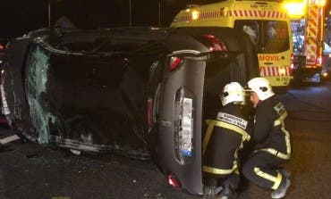 Aparatoso accidente en la A-2, a la altura de Torrejón