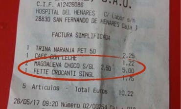 Hospital del Henares: Dos magdalenas sin gluten, 5 euros