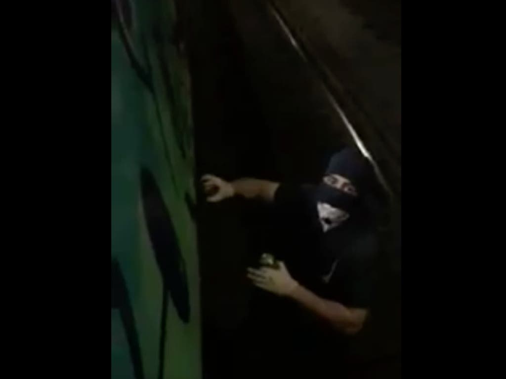 Un grupo de grafiteros encapuchados asalta un tren del Metro de Madrid