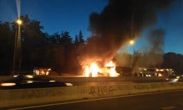 Arde un autobús interurbano en la A-6
