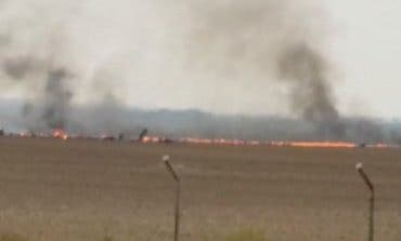 Imágenes instantes después de estrellarse el F-18 en Torrejón