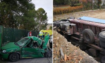 Espectacular accidente con un herido leve en la M-204