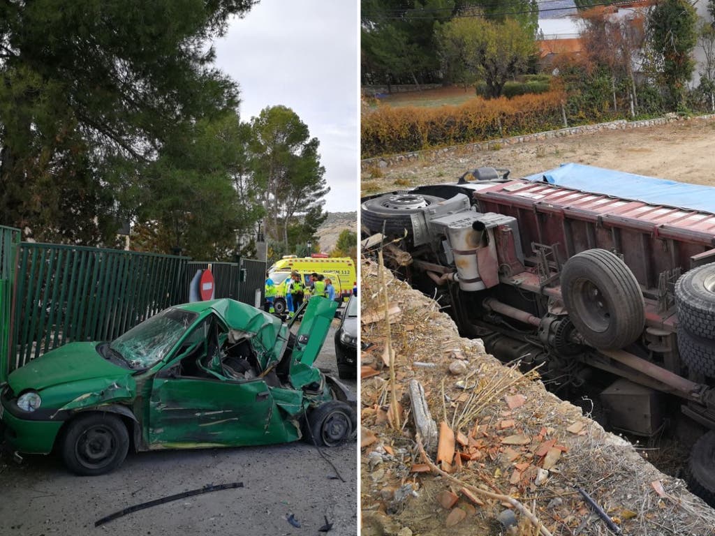 Espectacular accidente con un herido leve en la M-204