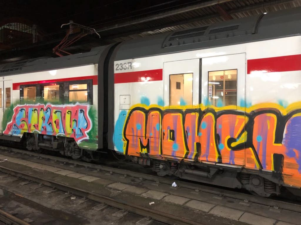 La Policía busca a los grafiteros que asaltaron un tren de la C-2