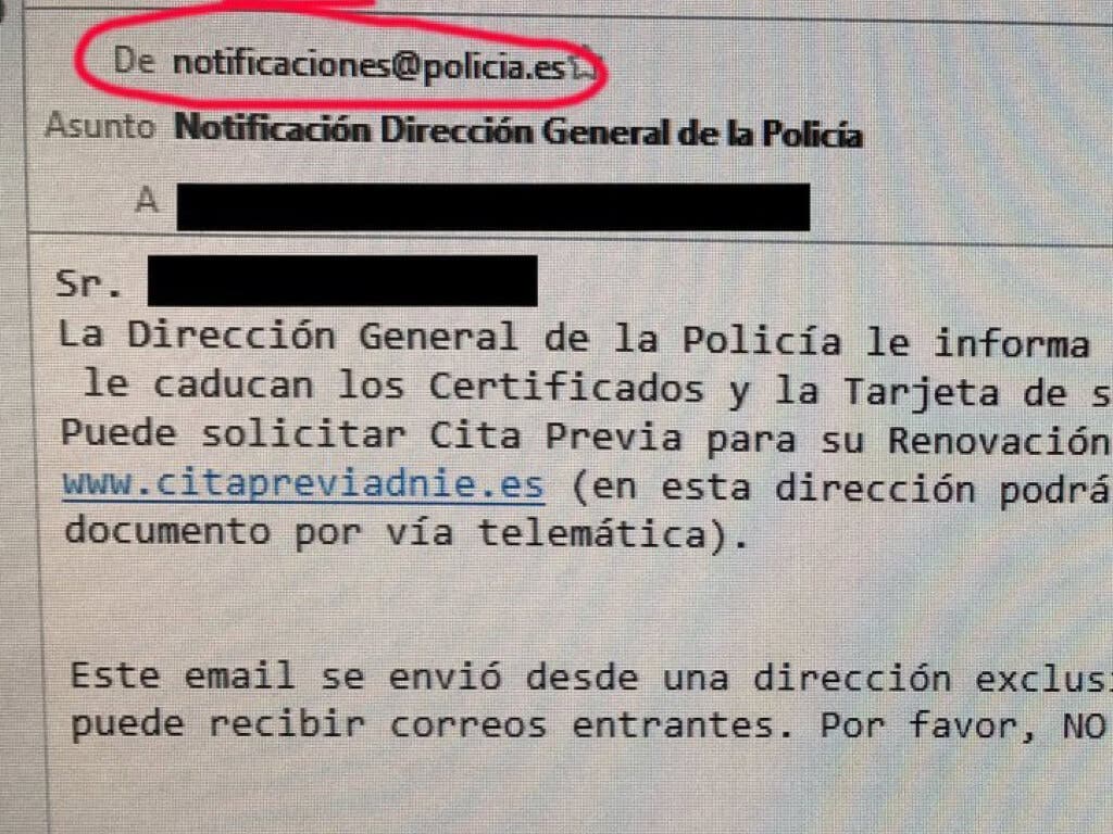 La Policía advierte: si recibes un correo como este no es un bulo