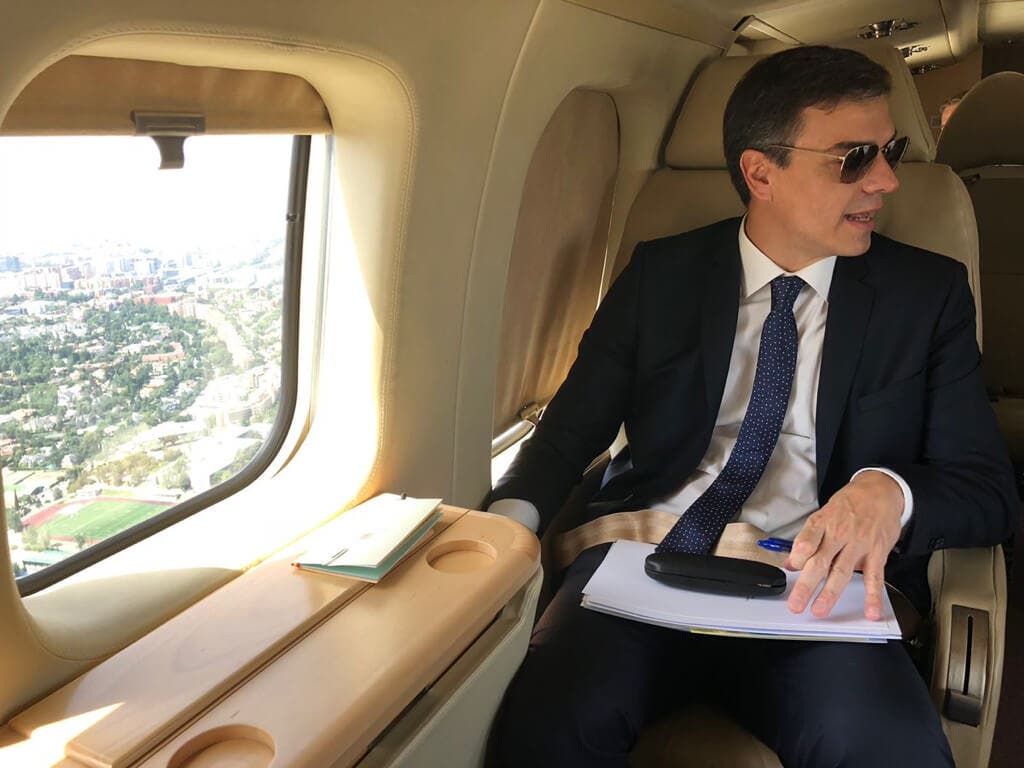 Pedro Sánchez y su polémico viaje en helicóptero de Moncloa a Torrejón