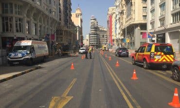 Cortada la Gran Vía de Madrid por un escape de gas