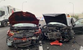 Aparatoso accidente en la M-45 con ocho vehículos implicados