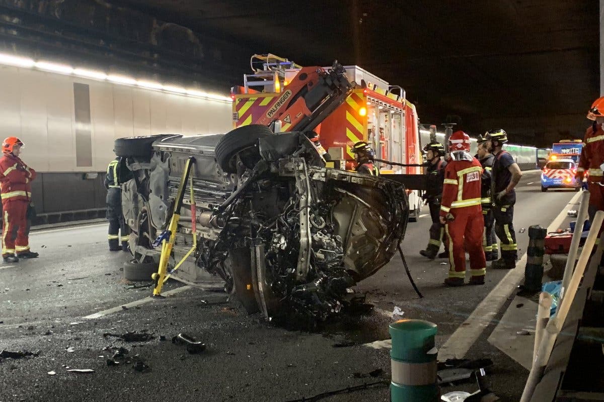 Aparatoso accidente en los túneles de la M-30