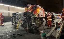 Aparatoso accidente en los túneles de la M-30