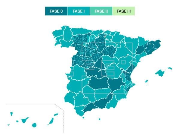 Estos son los territorios que pasan el lunes a la Fase 1