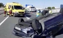 Vuelca un coche en la A2 a la altura de Alcalá de Henares