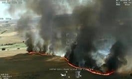 Espectaculares imágenes de un incendio que ha arrasado 28 hectáreas de cereal en Villaviciosa de Odón