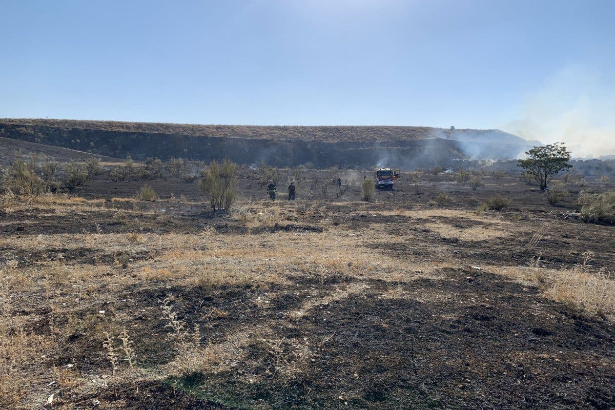 Desalojan una granja de caballos por un incendio de pastos en la Cañada Real