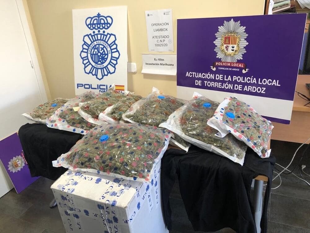 Dos detenidos y 8,6 kilos de marihuana incautados en Torrejón de Ardoz