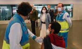 En marcha en el Wanda el primer gran dispositivo de vacunación masiva de Madrid