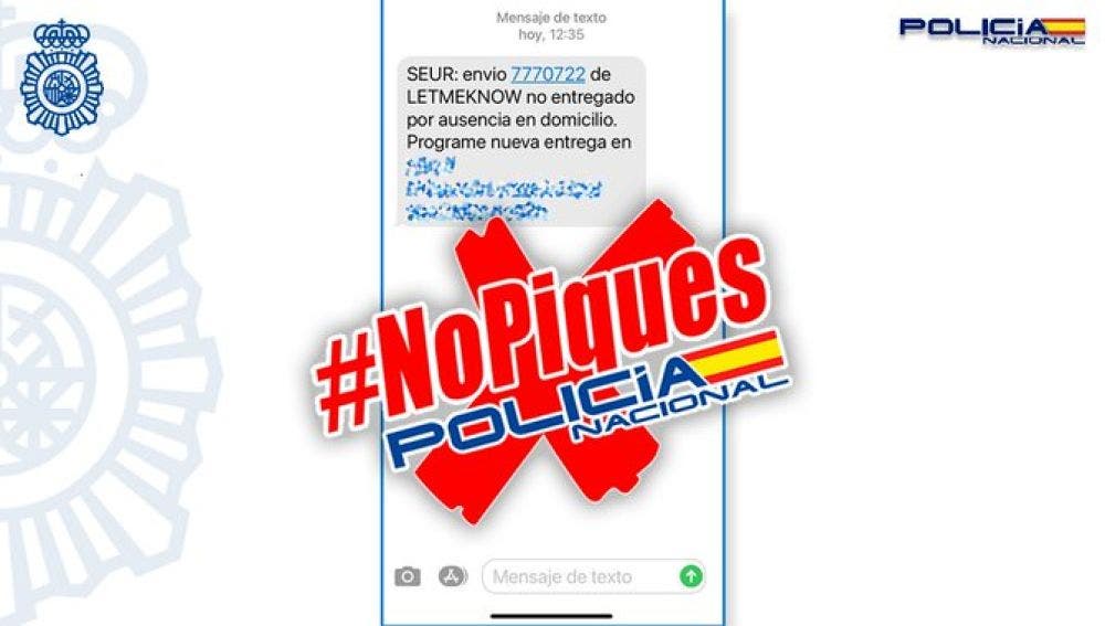 La Policía alerta de una estafa por SMS sobre un falso paquete pendiente de entrega