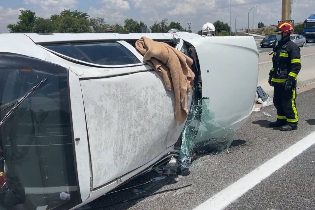 Herido un conductor en la A-2 en Torrejón tras dar varias vueltas de campana