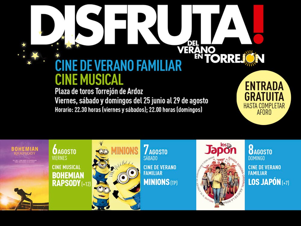 Continúa el Cine de Verano gratuito viernes, sábado y domingo en Torrejón de Ardoz 