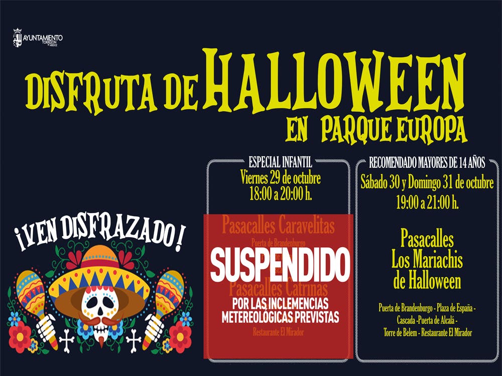 Torrejón suspende el Halloween infantil de esta tarde  en Parque Europa por la lluvia