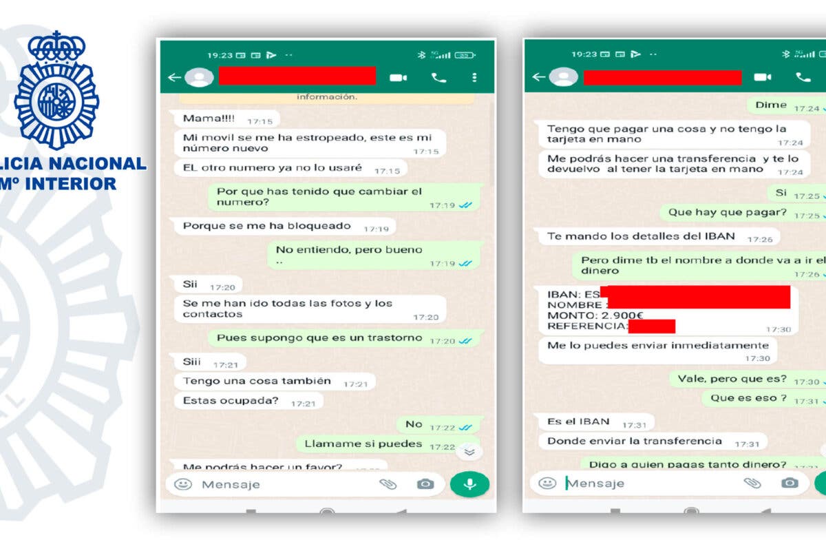 La Policía alerta de una nueva estafa a través de WhatsApp en la que simulan ser un familiar en apuros