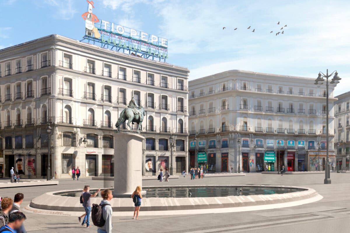 Madrid estudia colocar toldos para dar sombra en la nueva Puerta del Sol