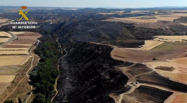 Investigado el conductor de una cosechadora por provocar el incendio de Cerezo de Mohernando (Guadalajara)