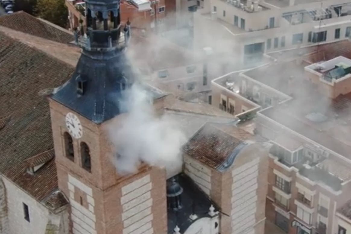 Espectacular simulacro de incendio en la Catedral de Getafe para evitar desastres como el de Notre Dame 