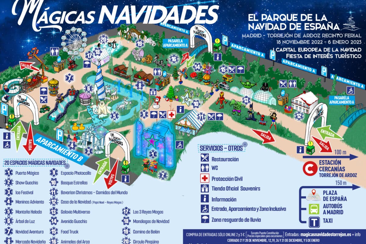 El mapa para no perderse nada en el parque Mágicas Navidades de Torrejón de Ardoz 