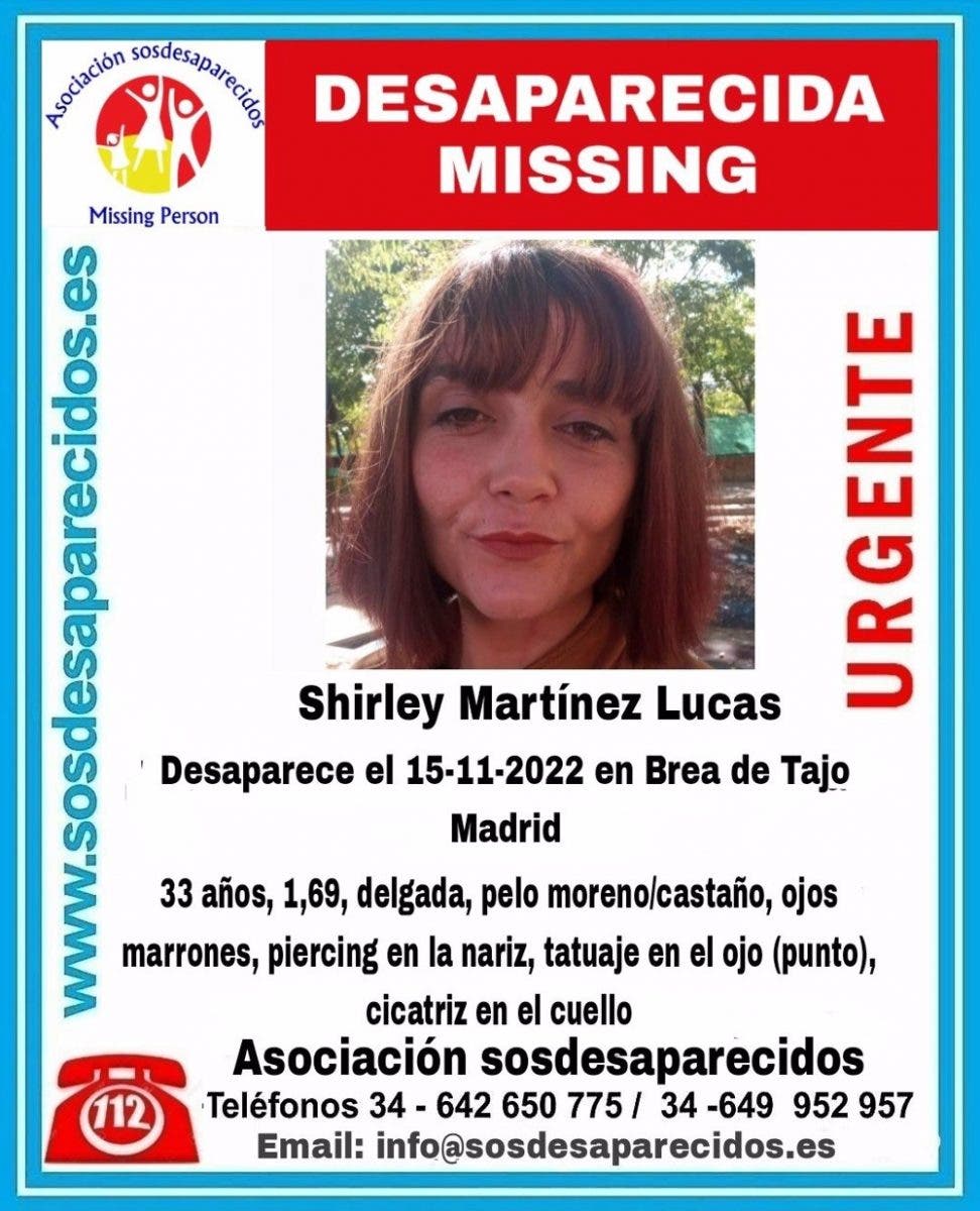 Cartel de las mujer desaparcada difundido por SOS Desaparecidos.