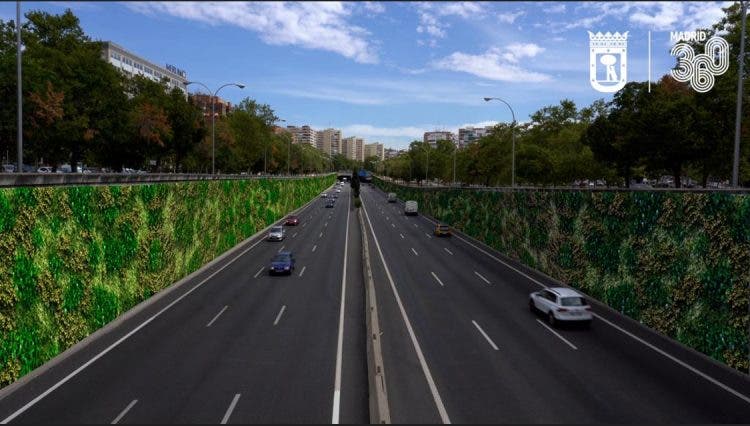 Madrid cubrirá con jardines verticales los muros de hormigón de la M-30