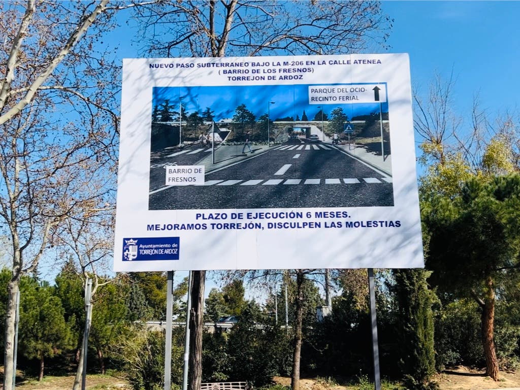 Torrejón de Ardoz: Comienzan las obras del nuevo paso subterráneo bajo la M-206, en los Fresnos 