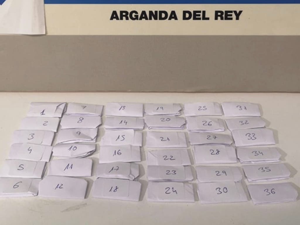 Detenido en Arganda un hombre que llevaba 36 papelinas de cocaína en el coche 