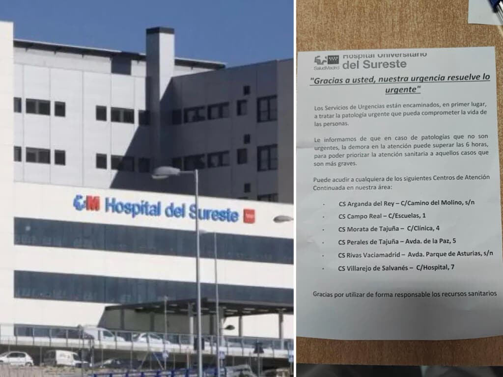 Preocupación en las Urgencias del Hospital de Arganda tras encontrarse los pacientes con estas octavillas