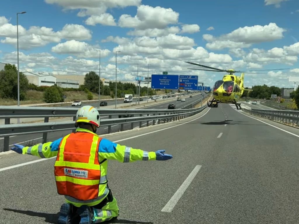 Herido grave un motorista en un accidente en la A-2, en Alcalá de Henares