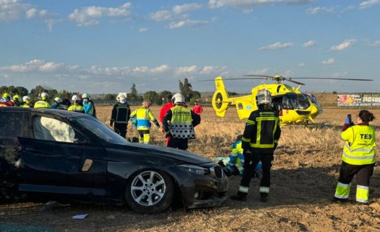 Herido grave un conductor de 31 años en un accidente en Fuente el Saz