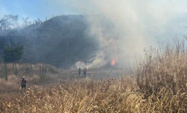 Un incendio de pastos en la Cañada Real complica el tráfico en la A-3