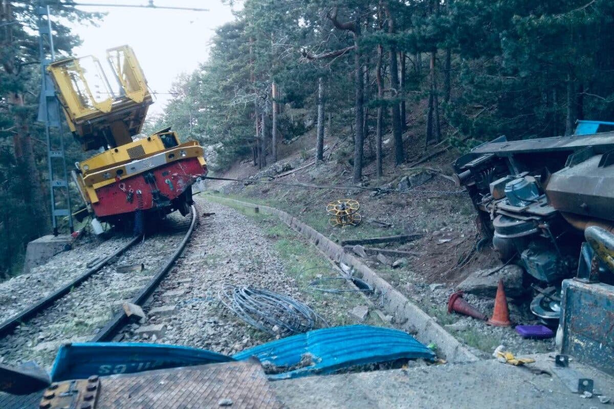 Heridos ocho operarios al colisionar dos máquinas en las vías del tren que une Cercedilla y Navacerrada