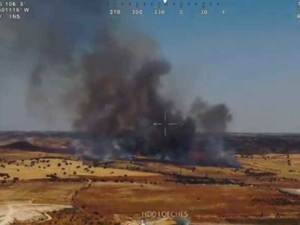 Varios medios aéreos y terrestres trabajan en un incendio forestal en Loeches