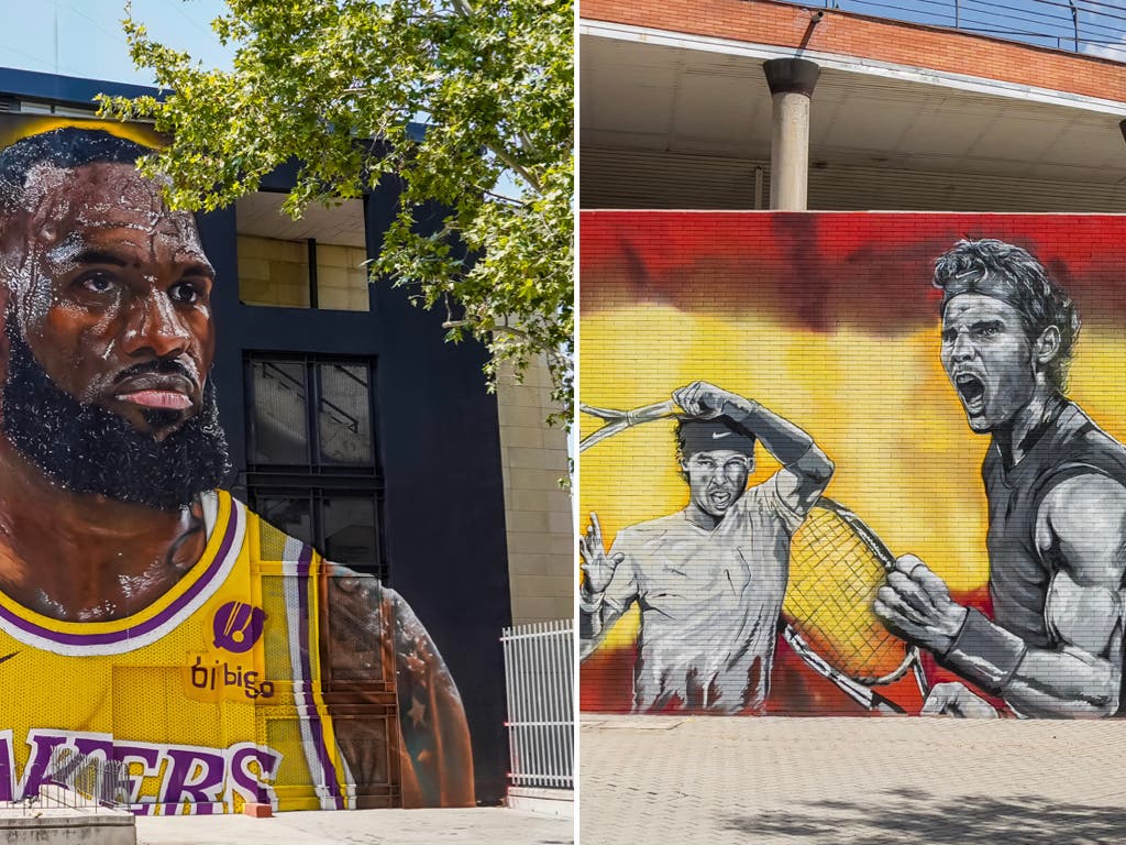 Torrejón homenajea con dos grandes murales a Rafa Nadal y a LeBron James