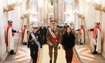 Los Reyes y la Princesa de Asturias durante la celebración de la Pascua Militar en el Palacio Real de Madrid