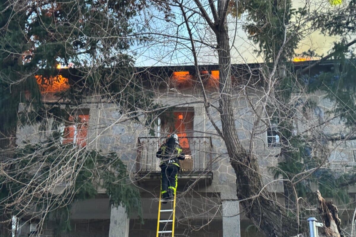 Arde una vivienda en Alpedrete y rescatan a un gato escondido en una de las habitaciones