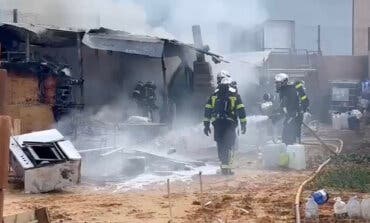 Aparatoso incendio en la parcela de un chalet en Torrejón de Ardoz 