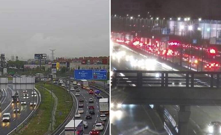 La lluvia y varios accidentes complican el tráfico en la A-2 este jueves