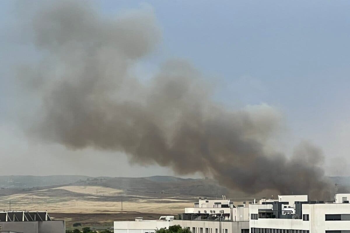 Un incendio agrícola en San Fernando de Henares provoca una gran columna de humo visible desde varias localidades