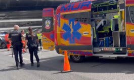Herido grave un motorista tras sufrir un accidente en la M-30, a la altura de Ventas