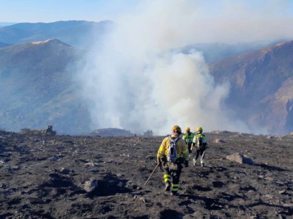 Varios medios aéreos y terrestres trabajan en un incendio forestal en Guadalajara que sigue sin control