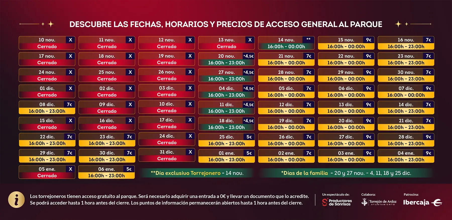Mapa del Parque Mágicas Navidades de Torrejón con horarios y precios